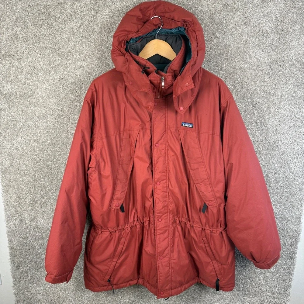 Vintage Patagonia‎ Parka Men's Red Insulated Hooded Jacket Size XL